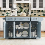 53 Kitchen Island With Drop Leaf, Kitchen Island On Wheels with Storage, Rolling Kitchen Table, Mobile Kitchen Cart