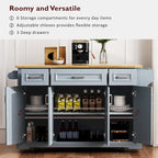 53 Kitchen Island With Drop Leaf, Kitchen Island On Wheels with Storage, Rolling Kitchen Table, Mobile Kitchen Cart