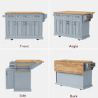 53 Kitchen Island With Drop Leaf, Kitchen Island On Wheels with Storage, Rolling Kitchen Table, Mobile Kitchen Cart