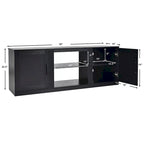 TV Stand 58 Console Center W/ 2 Cabinets for 65 TV Black - 58 inches