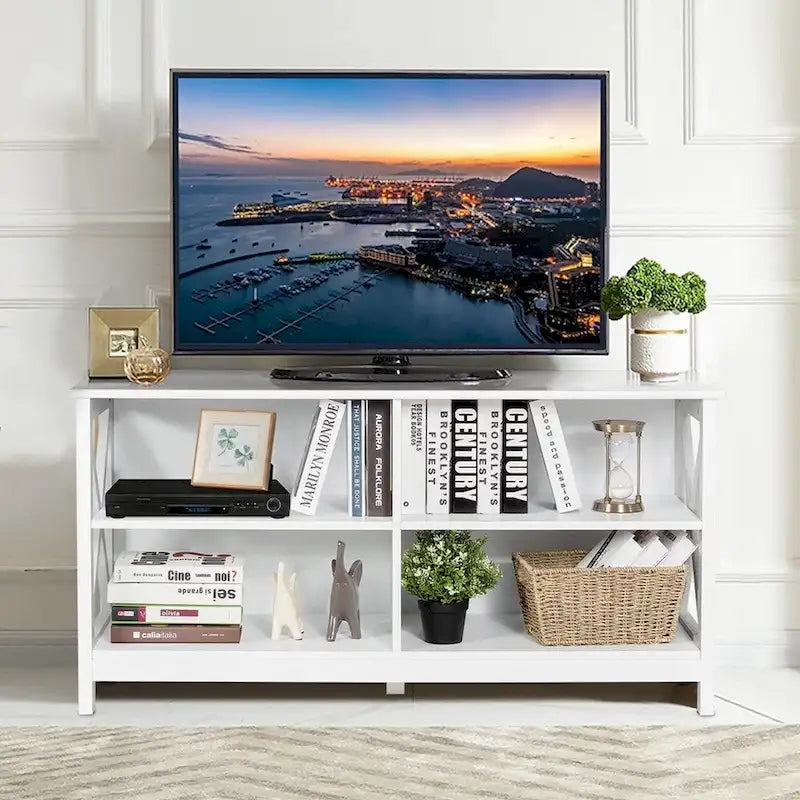 TV Stand Entertainment Center TV's 55 W/ Storage Shelves White - 47 inches in width