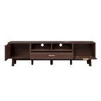 Dark Brown Solid Wood TV Stand for 75 TVsTV Console with Soft-Closing Door and Drop-Down Door Cabinet