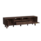 Dark Brown Solid Wood TV Stand for 75 TVsTV Console with Soft-Closing Door and Drop-Down Door Cabinet