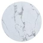 Modern Marble Pattern Round Coffee Table with Black Metal Legs and Adjustable Table Feet, for Living Room