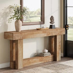 63-inch Wood Console Table, Farmhouse 2-tier Entryway Table