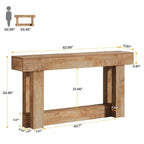 63-inch Wood Console Table, Farmhouse 2-tier Entryway Table