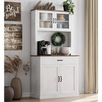 Kitchen Pantry Cabinet, 71 Tall Kitchen Hutch Storage Cabinet with Microwave Stand, Freestanding Buffet Cabinet For Home
