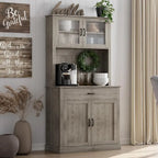 Kitchen Pantry Cabinet, 71 Tall Kitchen Hutch Storage Cabinet with Microwave Stand, Freestanding Buffet Cabinet For Home