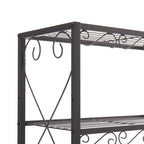 Rustic Brown Metal Queen Bed Frame, Headboard with 2 Nightstands and Bookcase