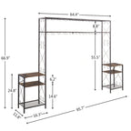 Rustic Brown Metal Queen Bed Frame, Headboard with 2 Nightstands and Bookcase