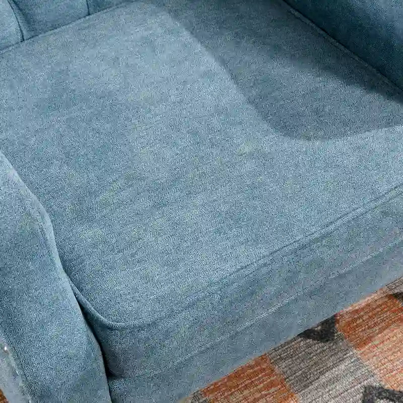 Linen Upholstered Accent Chair with Solid Wood Legs,Mid-Century Modern Single Lounge Sofa Chair for Living Room and Bedroom