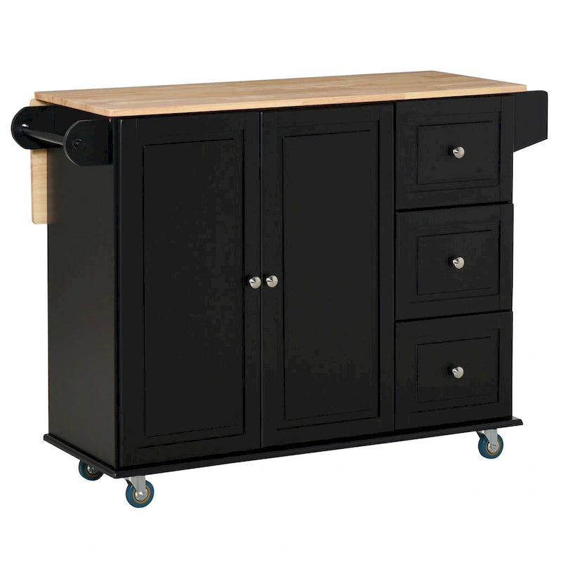 Mobile Kitchen Island With Drop Leaf(no include stool)