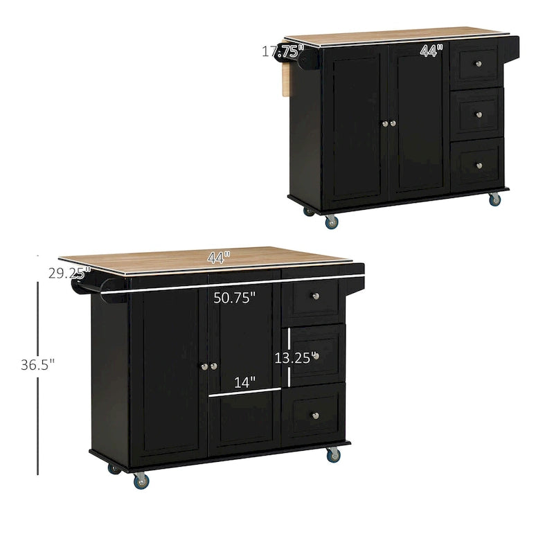 Mobile Kitchen Island With Drop Leaf(no include stool)