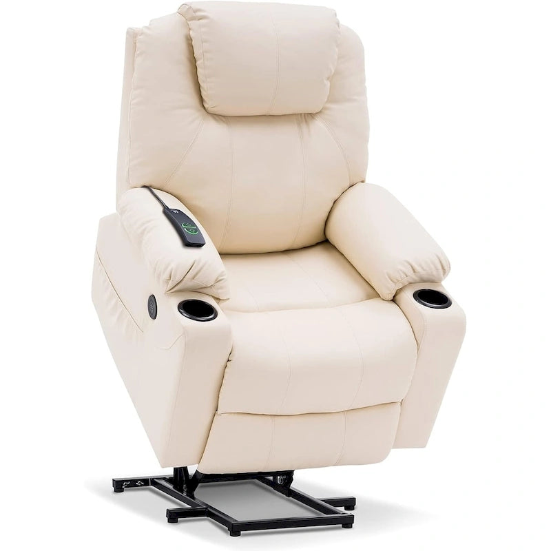 MCombo Electric Power Lift Recliner Chair Sofa with Massage and Heat, 3 Positions, USB Ports, Faux Leather 7040