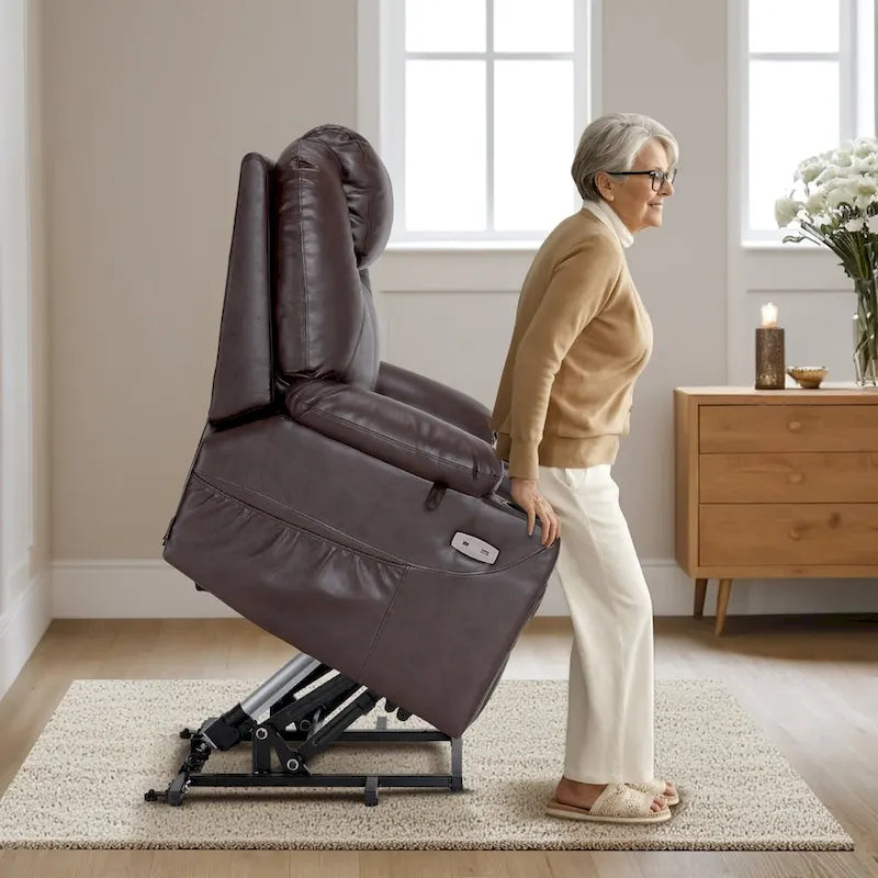 MCombo Electric Power Lift Recliner Chair Sofa with Massage and Heat, 3 Positions, USB Ports, Faux Leather 7040