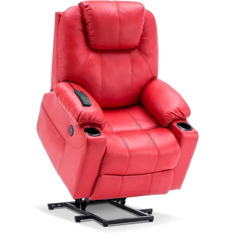 MCombo Electric Power Lift Recliner Chair Sofa with Massage and Heat, 3 Positions, USB Ports, Faux Leather 7040