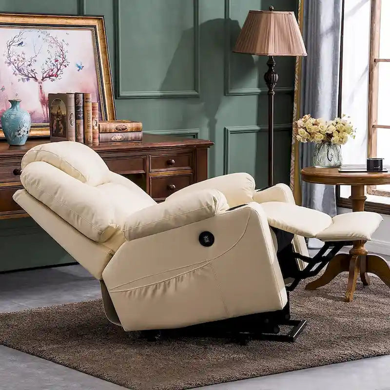 MCombo Electric Power Lift Recliner Chair Sofa with Massage and Heat, 3 Positions, USB Ports, Faux Leather 7040