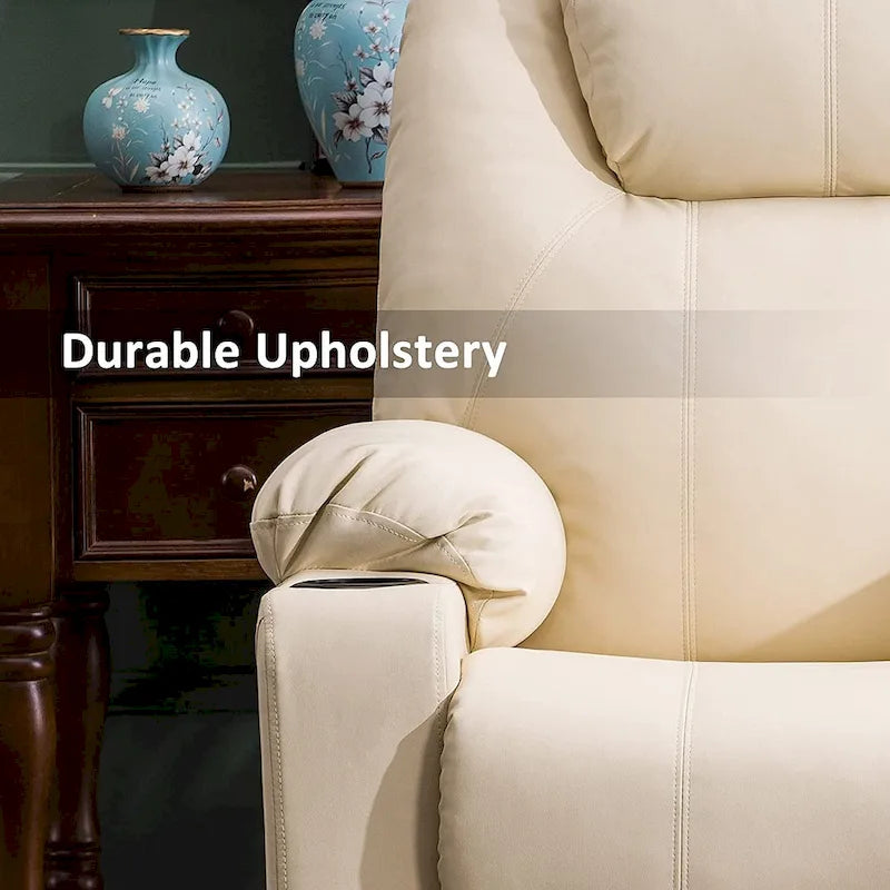 MCombo Electric Power Lift Recliner Chair Sofa with Massage and Heat, 3 Positions, USB Ports, Faux Leather 7040