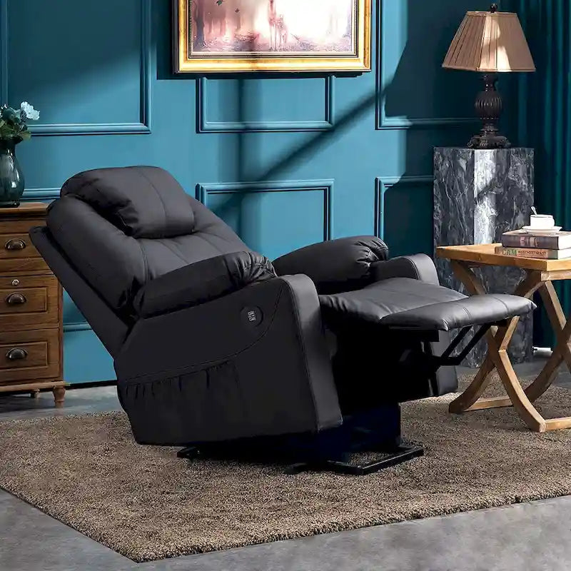MCombo Electric Power Lift Recliner Chair Sofa with Massage and Heat, 3 Positions, USB Ports, Faux Leather 7040