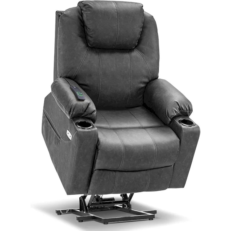 MCombo Electric Power Lift Recliner Chair Sofa with Massage and Heat, 3 Positions, USB Ports, Faux Leather 7040