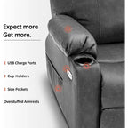 MCombo Electric Power Lift Recliner Chair Sofa with Massage and Heat, 3 Positions, USB Ports, Faux Leather 7040