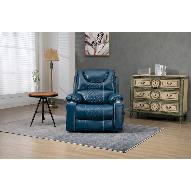 Oversized PU Leather Power Lift Recliner with Massage, Lumbar Heating, Cup Holder, 180 Flat Lay