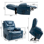 Oversized PU Leather Power Lift Recliner with Massage, Lumbar Heating, Cup Holder, 180 Flat Lay