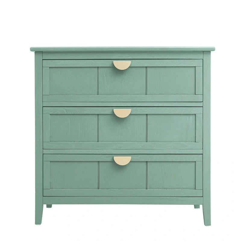 American Style 3-Drawer Vertical Chest Cabinet with Golden Handle for bedroom, living room