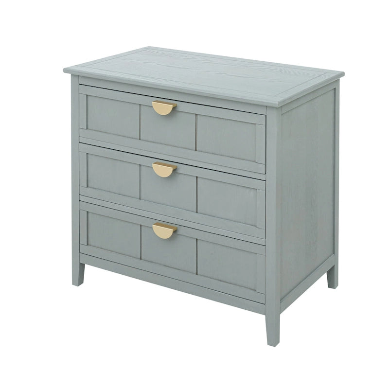 American Style 3-Drawer Vertical Chest Cabinet with Golden Handle for bedroom, living room