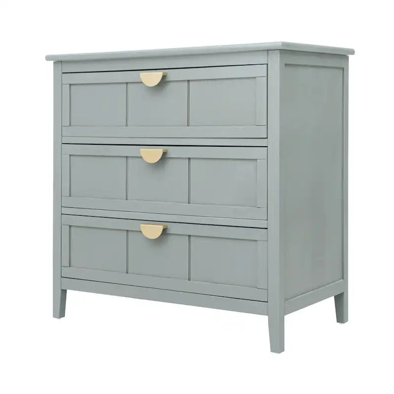 American Style 3-Drawer Vertical Chest Cabinet with Golden Handle for bedroom, living room