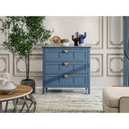 American Style 3-Drawer Vertical Chest Cabinet with Golden Handle for bedroom, living room
