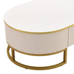 47.2 Modern Coffee Table with Gold Metal Decor and Integrated Drawers
