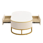 47.2 Modern Coffee Table with Gold Metal Decor and Integrated Drawers