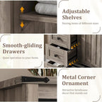 Farmhouse 5 Drawer Dresser for Bedroom, 48 Tall Wood Dresser Chest of Drawer with Sliding Barn Door