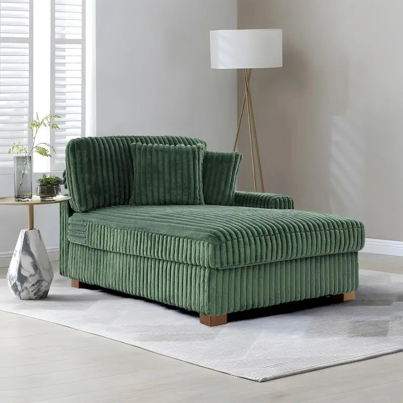 Modern Cotton Flannel Indoor Chaise Lounge Couch with Pillows