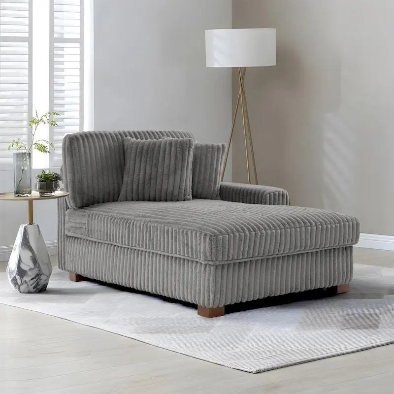 Modern Cotton Flannel Indoor Chaise Lounge Couch with Pillows