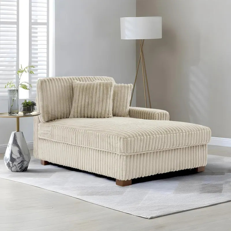 Modern Cotton Flannel Indoor Chaise Lounge Couch with Pillows