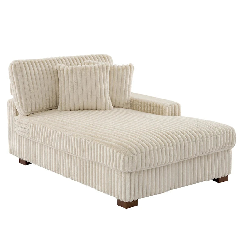 Modern Cotton Flannel Indoor Chaise Lounge Couch with Pillows