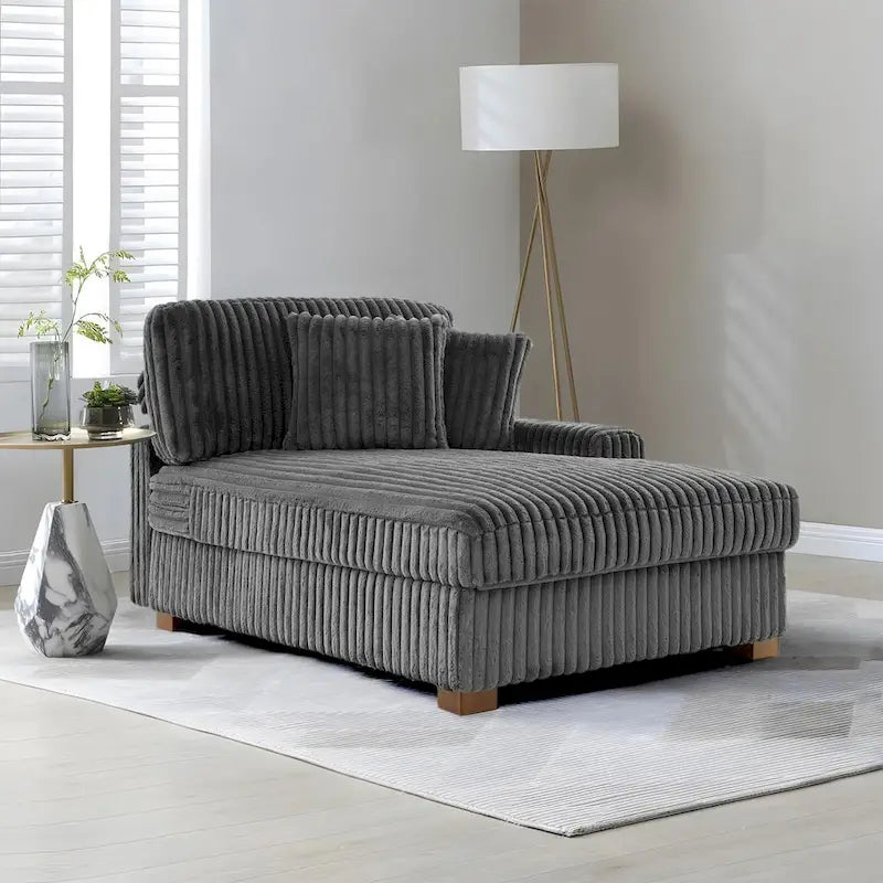 Modern Cotton Flannel Indoor Chaise Lounge Couch with Pillows