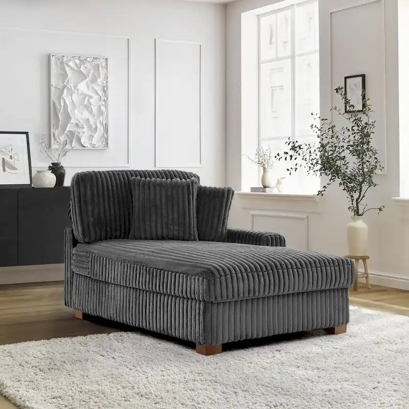 Modern Cotton Flannel Indoor Chaise Lounge Couch with Pillows