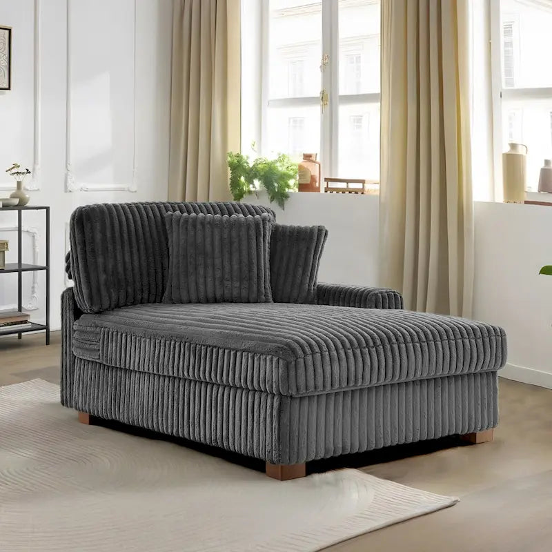 Modern Cotton Flannel Indoor Chaise Lounge Couch with Pillows