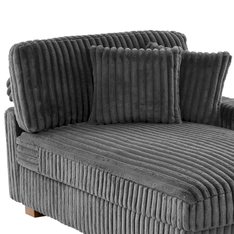 Modern Cotton Flannel Indoor Chaise Lounge Couch with Pillows