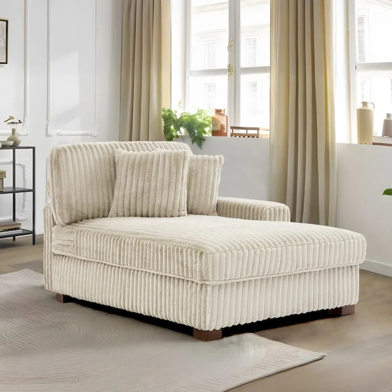 Modern Cotton Flannel Indoor Chaise Lounge Couch with Pillows