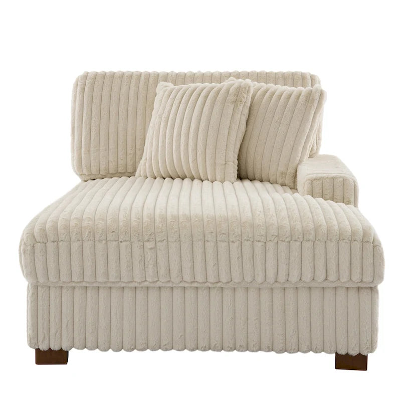 Modern Cotton Flannel Indoor Chaise Lounge Couch with Pillows