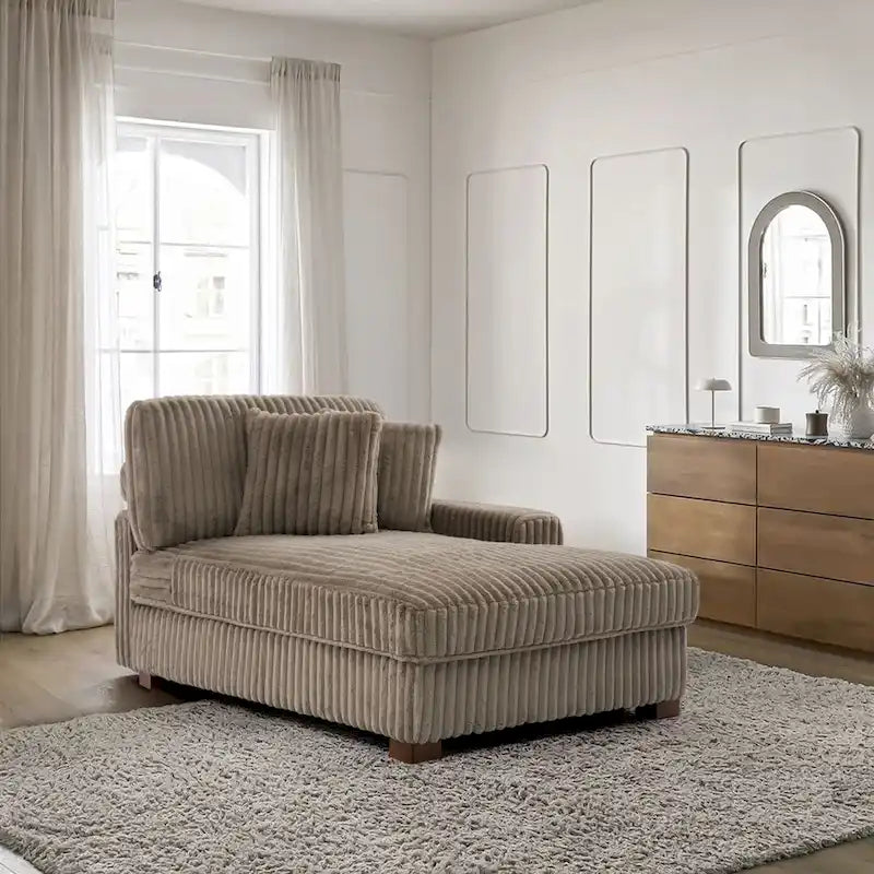 Modern Cotton Flannel Indoor Chaise Lounge Couch with Pillows