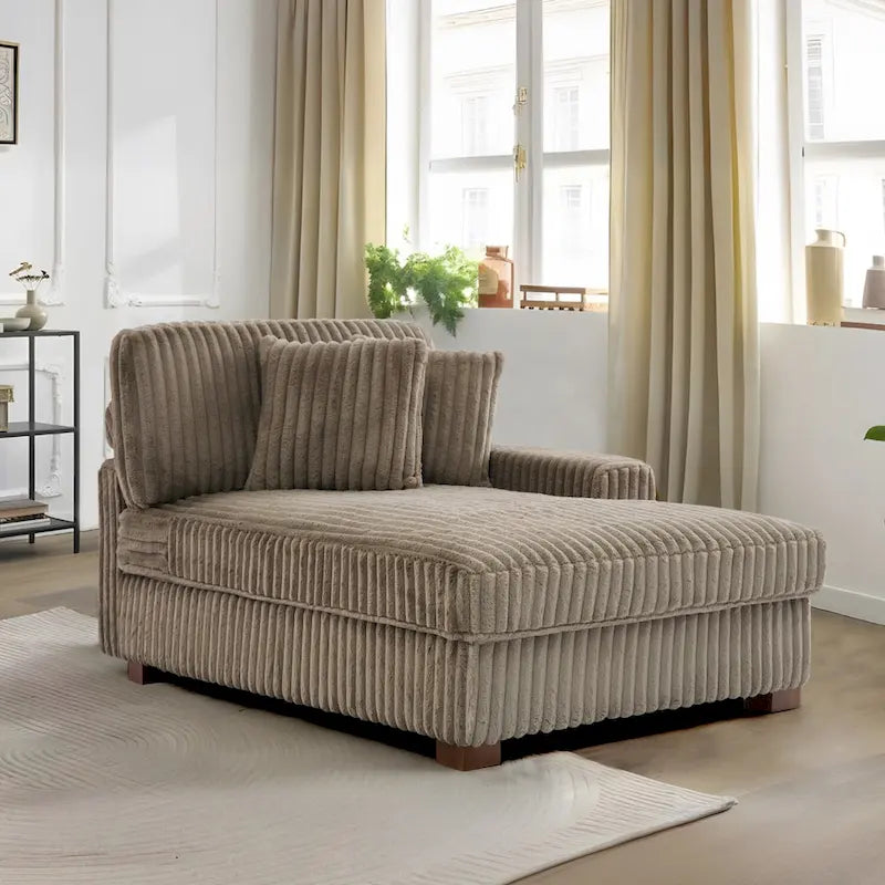 Modern Cotton Flannel Indoor Chaise Lounge Couch with Pillows