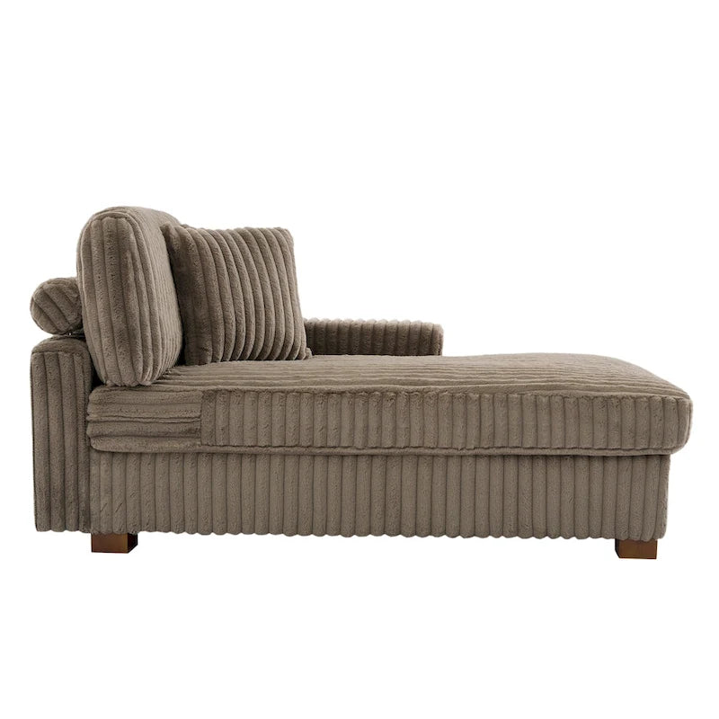 Modern Cotton Flannel Indoor Chaise Lounge Couch with Pillows