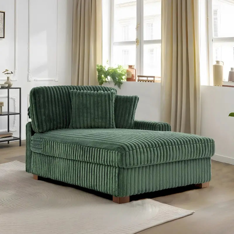 Modern Cotton Flannel Indoor Chaise Lounge Couch with Pillows