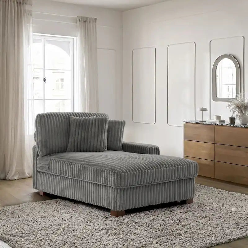 Modern Cotton Flannel Indoor Chaise Lounge Couch with Pillows