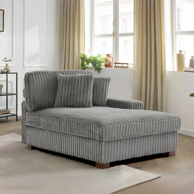 Modern Cotton Flannel Indoor Chaise Lounge Couch with Pillows